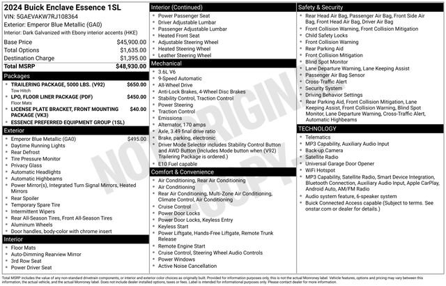 Used 2024 Buick Enclave Essence w/ Trailering Package, 5000 lbs. AWD/4WD image 31