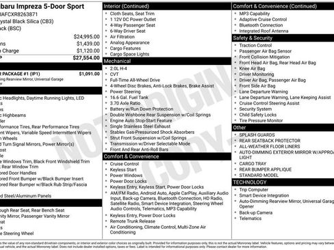 Used 2024 Subaru Impreza 2.0i Sport w/ Popular Package #1 AWD/4WD image 17