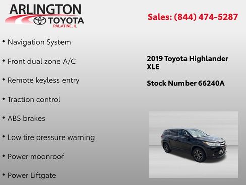 Used 2019 Toyota Highlander XLE AWD/4WD image 2