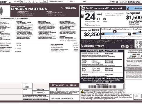 Certified 2024 Lincoln Nautilus Reserve w/ Equipment Group 202A image 36