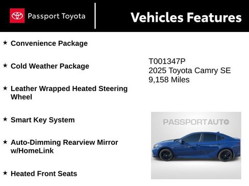 Used 2025 Toyota Camry SE w/ Convenience Package image 8