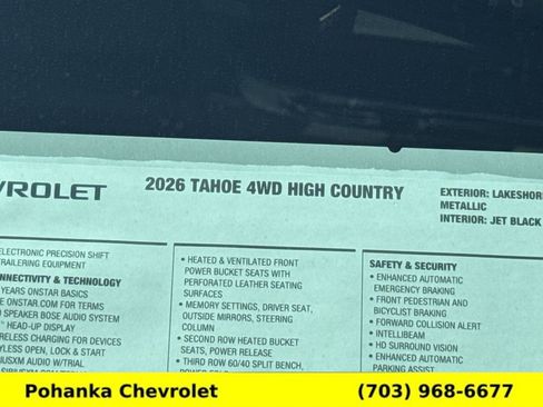 New 2026 Chevrolet Tahoe High Country AWD/4WD image 28