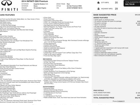 Used 2014 INFINITI Q50 Premium w/ Navigation Package image 5