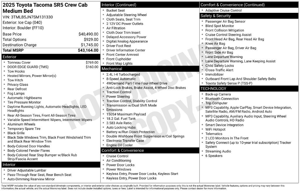 Used 2025 Toyota Tacoma SR5 AWD/4WD image 3