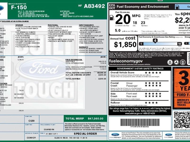 Used 2017 Ford F150 XLT w/ Equipment Group 302A Luxury image 1