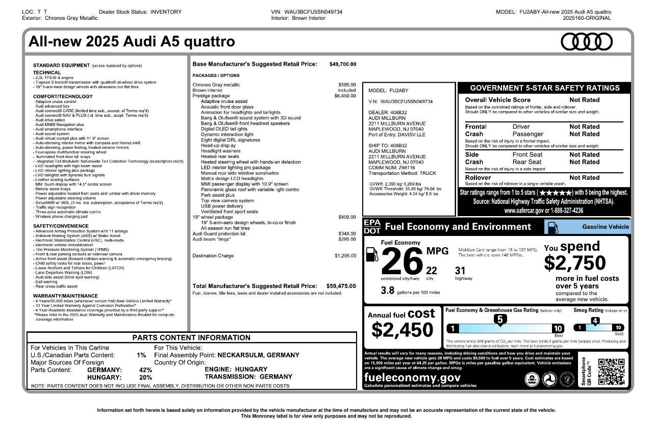 Used 2025 Audi A5 Prestige AWD/4WD image 3