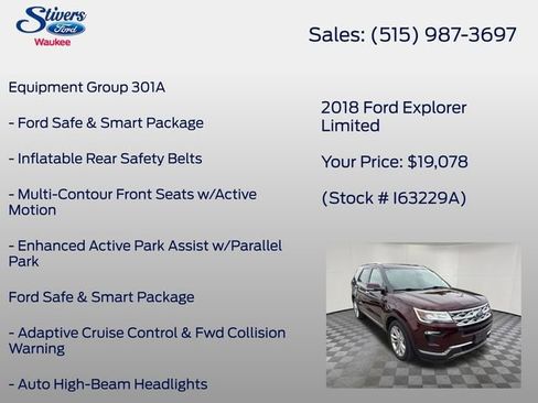Used 2018 Ford Explorer Limited w/ Equipment Group 301A AWD/4WD image 8