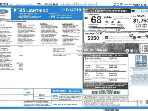 Used 2022 Ford F150 Lightning Lariat w/ Max Trailer Tow Package AWD/4WD image 2