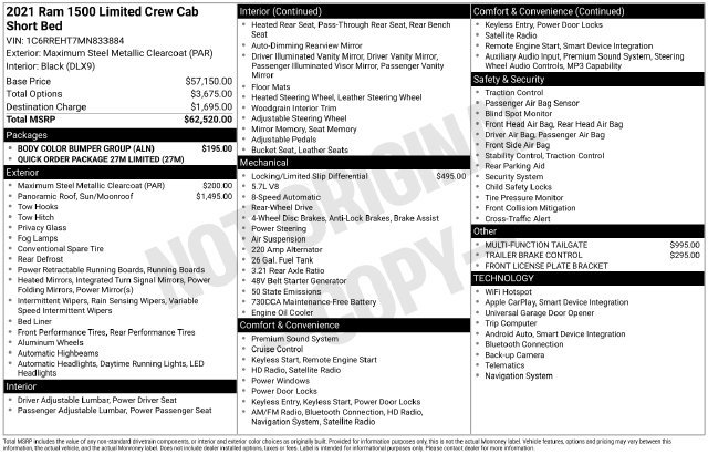 Used 2021 RAM 1500 Limited w/ Body Color Bumper Group RWD image 36