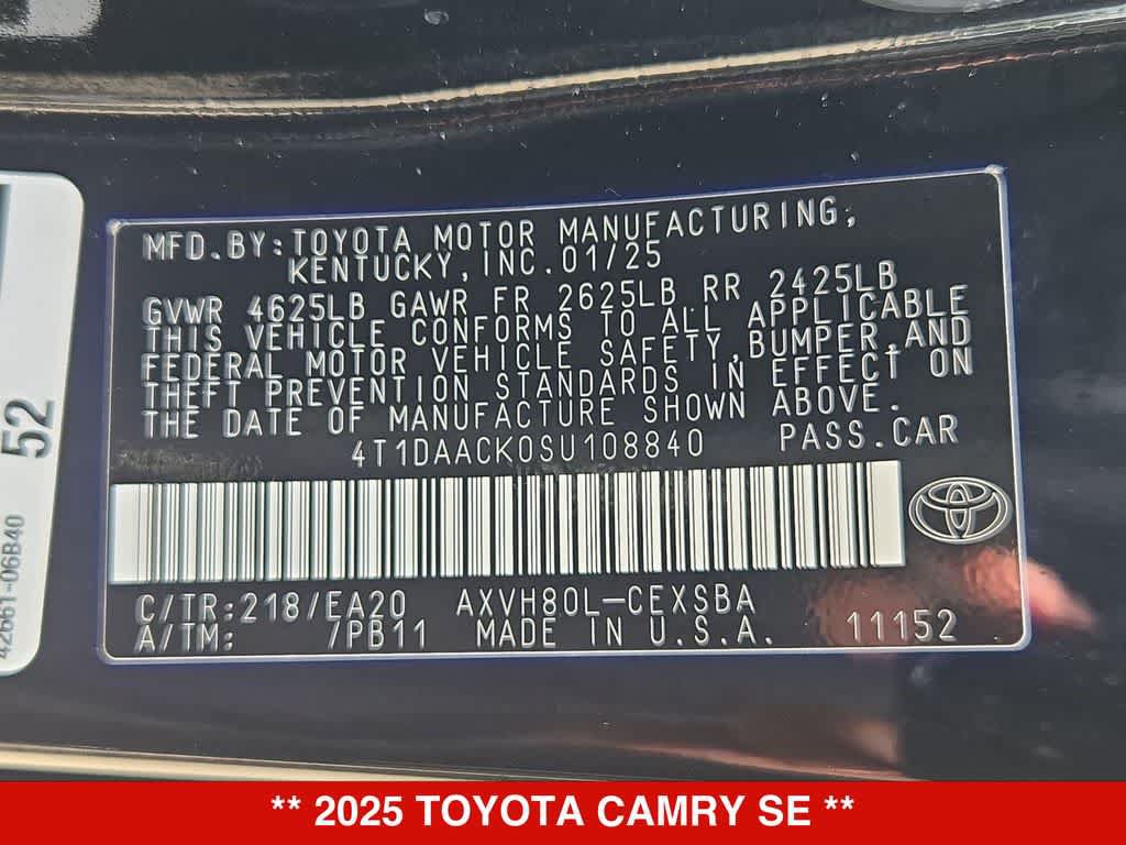 Used 2025 Toyota Camry SE FWD image 35