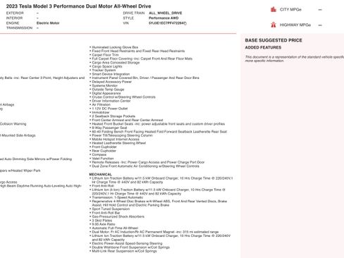 Used 2023 Tesla Model 3 Performance AWD/4WD image 2