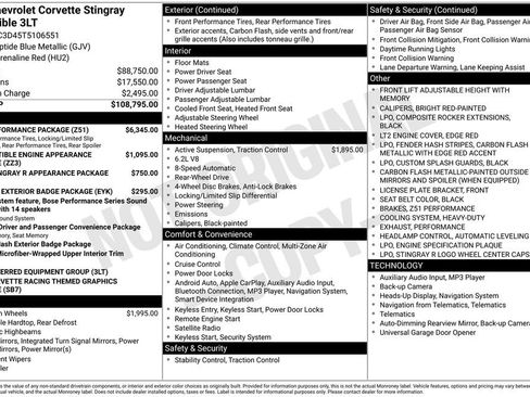 New 2026 Chevrolet Corvette Stingray w/ Z51 Performance Package image 6