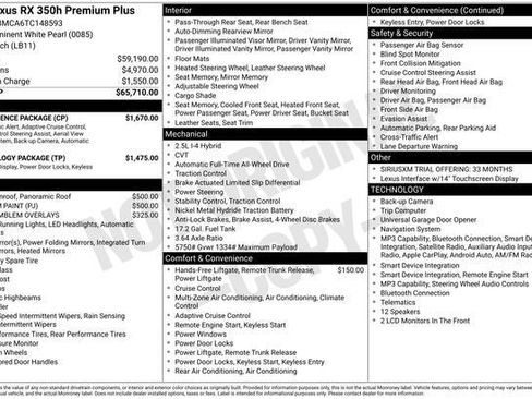 New 2026 Lexus RX 350 w/ Convenience Package AWD/4WD image 39