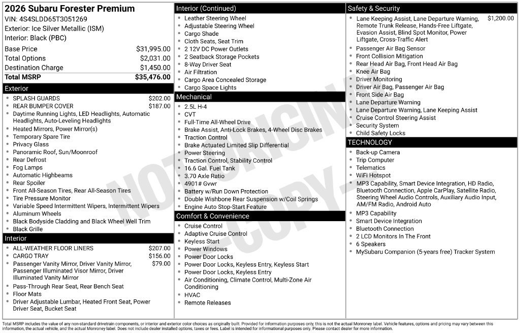 New 2026 Subaru Forester Premium AWD/4WD image 24