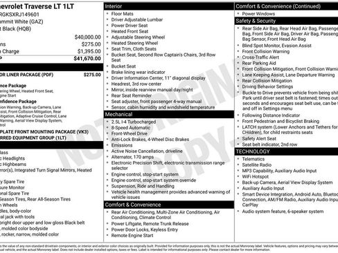Used 2024 Chevrolet Traverse LT w/ LPO, Floor Liner Package FWD image 2