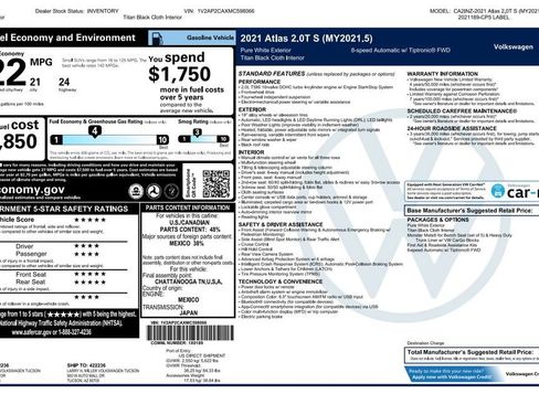 Used 2021 Volkswagen Atlas S FWD image 3