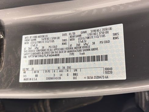 Certified 2020 Ford F150 Raptor w/ Equipment Group 802A Luxury image 9