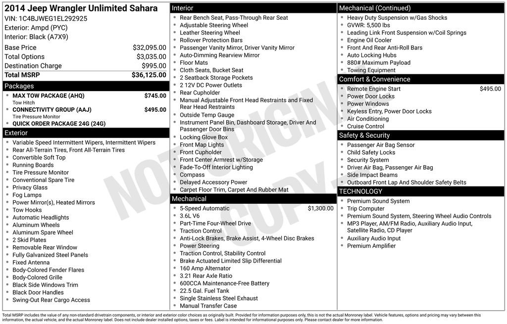 Used 2014 Jeep Wrangler Unlimited Sahara w/ Max Tow Package AWD/4WD image 15
