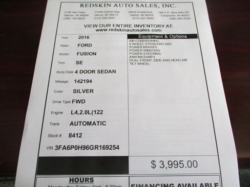 Used 2016 Ford Fusion SE w/ Equipment Group 201A FWD image 15