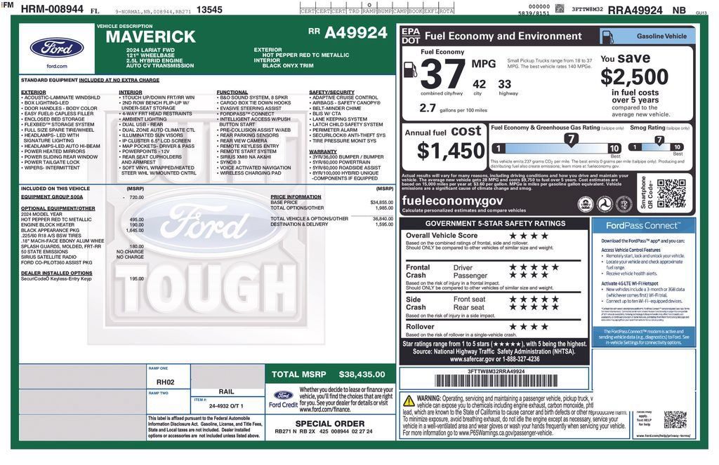 Used 2024 Ford Maverick Lariat w/ Black Appearance Package FWD image 6