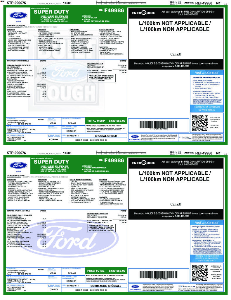 Used 2024 Ford F450 Platinum w/ FX4 Off-Road Package AWD/4WD image 48