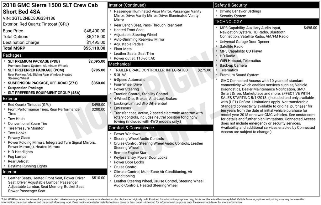 Certified 2018 GMC Sierra 1500 SLT w/ SLT Premium Package AWD/4WD image 41