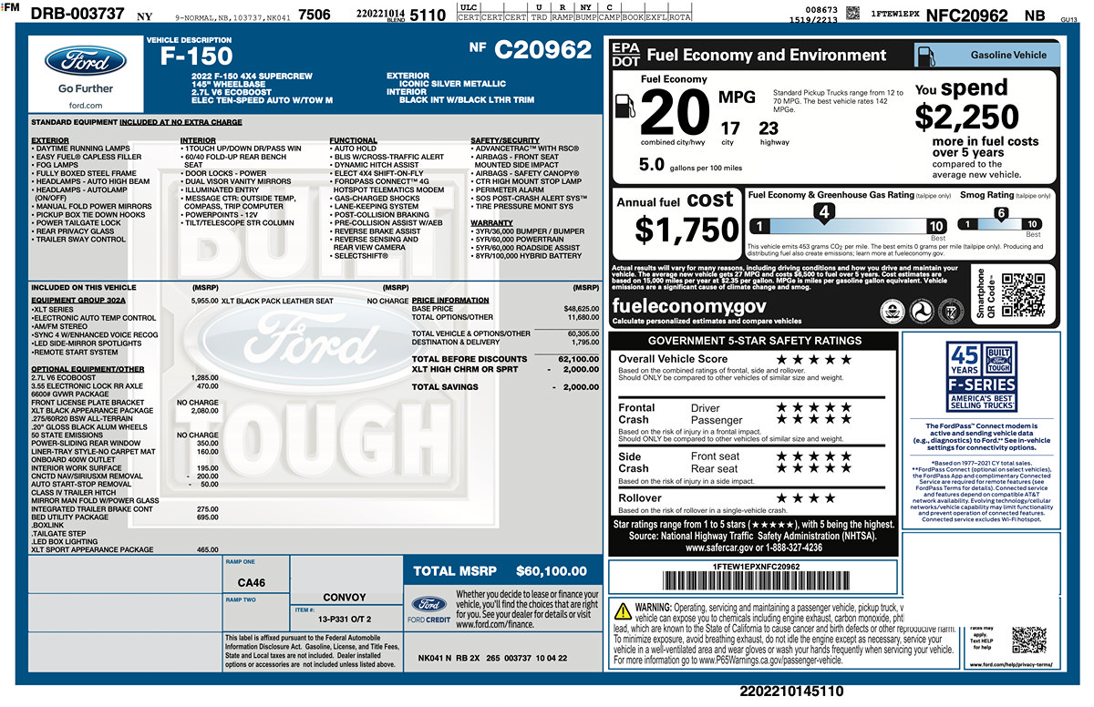 Used 2022 Ford F150 XLT w/ Equipment Group 302A High AWD/4WD image 2
