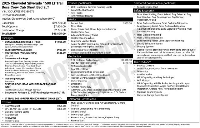 New 2026 Chevrolet Silverado 1500 LT Trail Boss w/ Convenience Package II AWD/4WD image 4