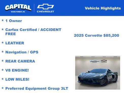 Used 2025 Chevrolet Corvette Stingray w/ Z51 Performance Package image 4