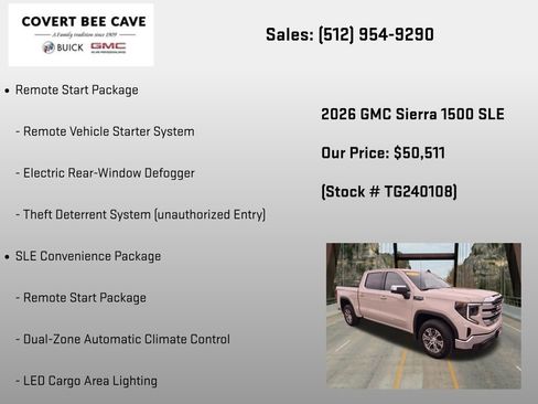 New 2026 GMC Sierra 1500 SLE w/ Preferred Package RWD image 24