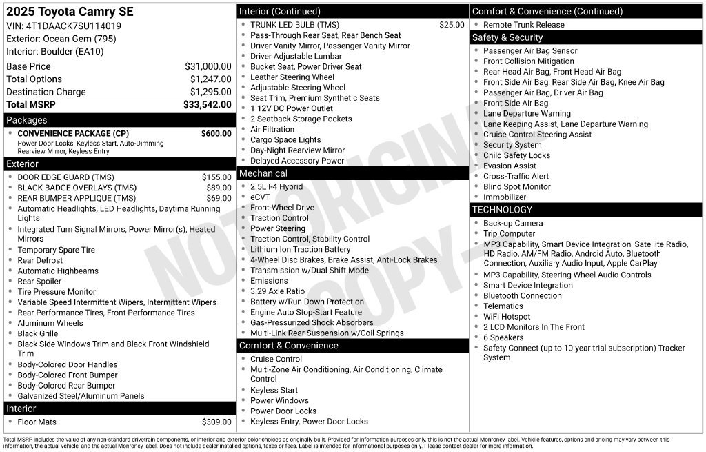 Used 2025 Toyota Camry SE w/ Convenience Package FWD image 47