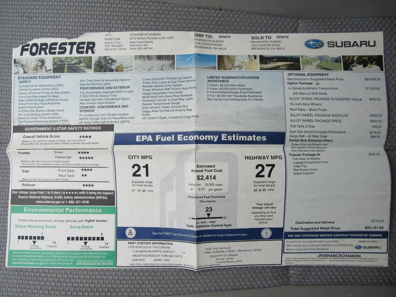 Used 2012 Subaru Forester 2.5X w/ Popular Pkg 3 AWD/4WD image 20