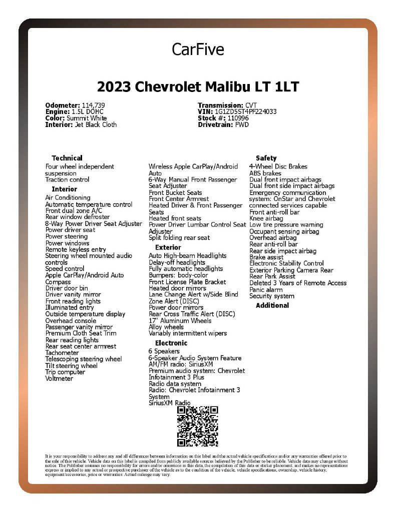 Used 2023 Chevrolet Malibu LT w/ Driver Confidence Package FWD image 28