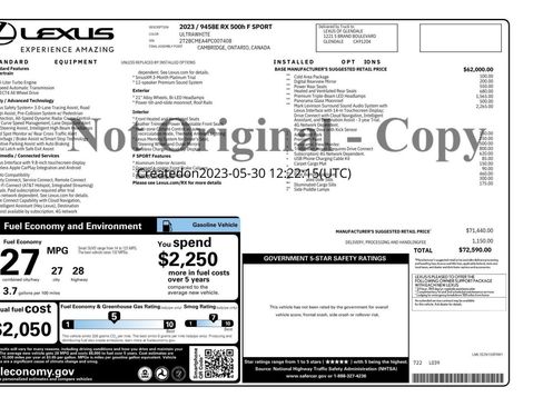 Used 2023 Lexus RX 500h F Sport w/ Cold Area Package image 2