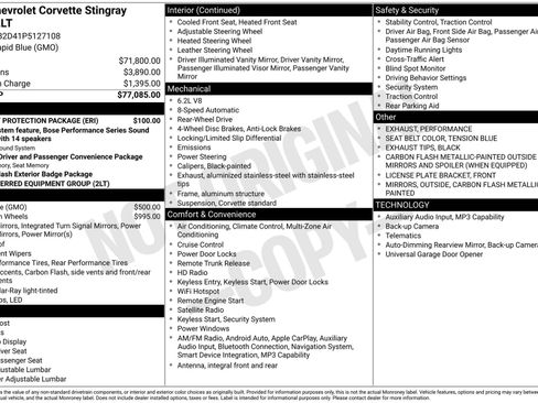 Used 2023 Chevrolet Corvette Stingray Preferred Cpe w/ Battery Protection Package RWD image 3