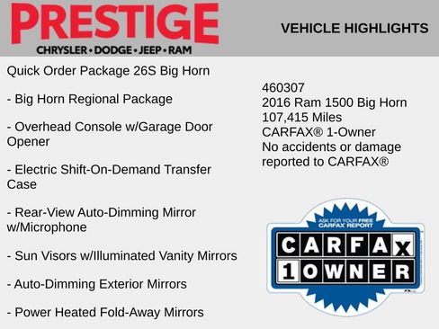 Used 2016 RAM 1500 Big Horn AWD/4WD image 2