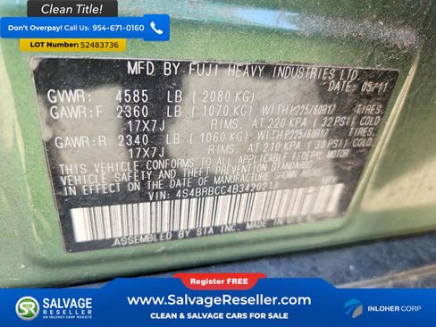 Used 2011 Subaru Outback 2.5i Premium AWD/4WD image 17