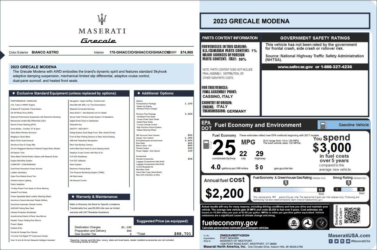 Certified 2023 Maserati Grecale Modena AWD/4WD image 25