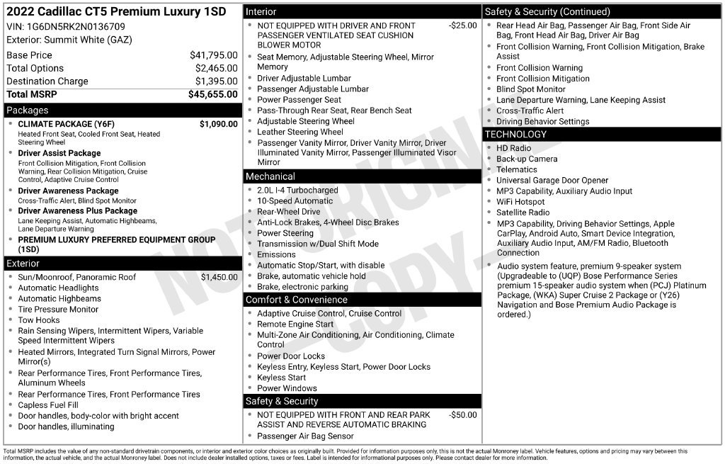 Used 2022 Cadillac CT5 Premium Luxury w/ Climate Package RWD image 6