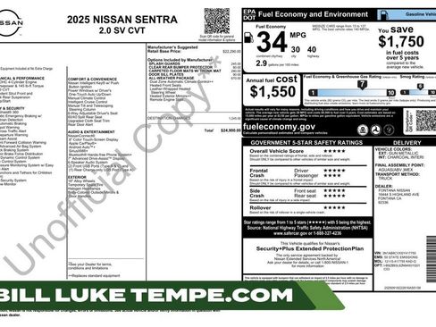 Used 2025 Nissan Sentra SV w/ All-Weather Package FWD image 1