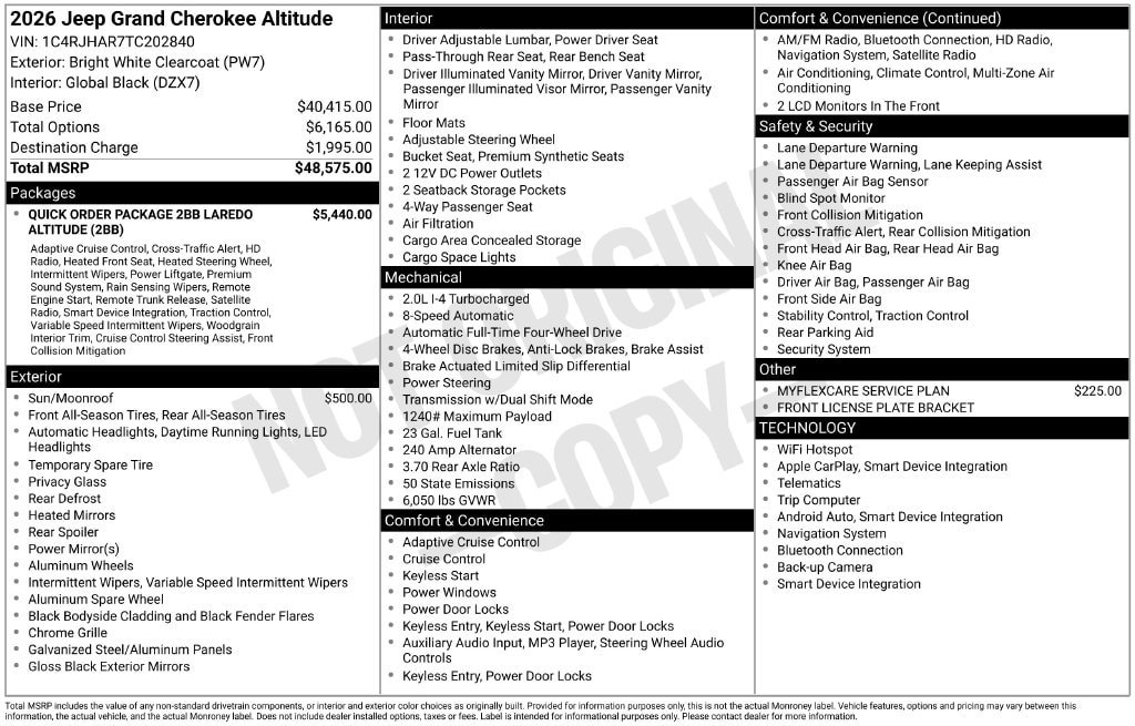 New 2026 Jeep Grand Cherokee Altitude AWD/4WD image 4