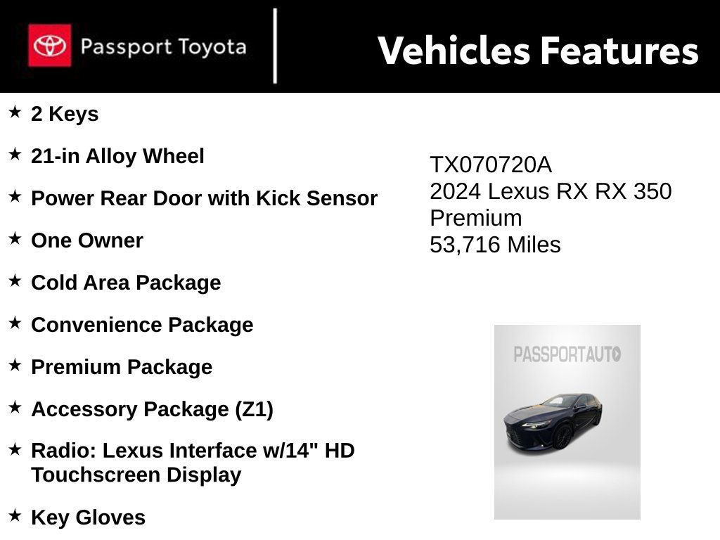 Used 2024 Lexus RX 350 Premium w/ Convenience Package FWD image 9