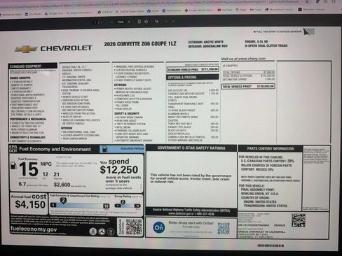 Used 2026 Chevrolet Corvette Z06 RWD image 3