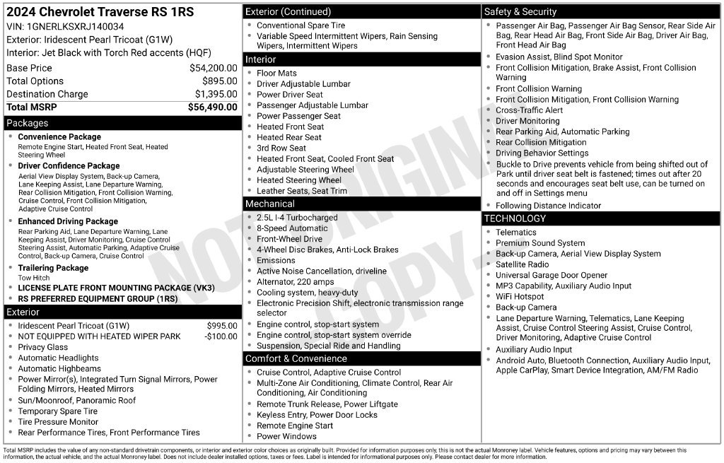 Used 2024 Chevrolet Traverse RS FWD image 11