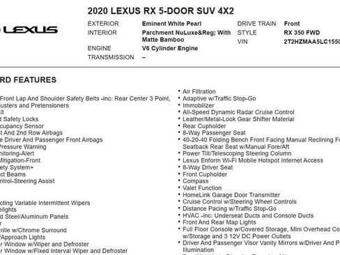 Used 2020 Lexus RX 350 FWD w/ Premium Package image 25