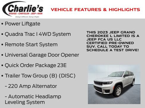 Certified 2023 Jeep Grand Cherokee L Limited w/ Trailer Tow Group (B) image 19