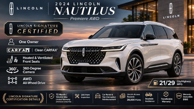 Certified 2024 Lincoln Nautilus Premier AWD/4WD image 3