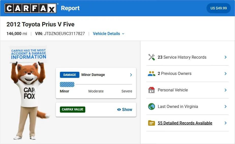 Used 2012 Toyota Prius V Five FWD image 3