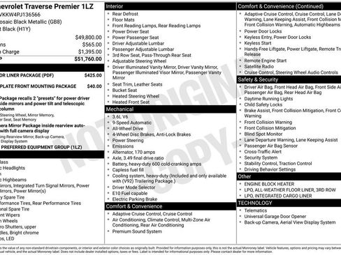 Used 2023 Chevrolet Traverse Premier w/ LPO, Floor Liner Package AWD/4WD image 19
