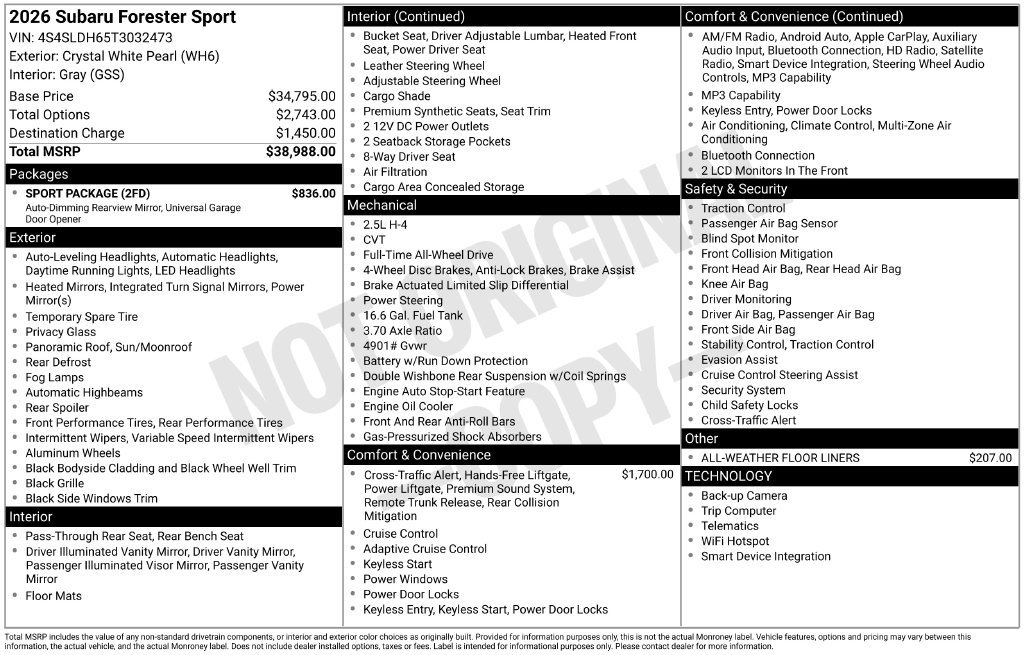 Used 2026 Subaru Forester Sport w/ Sport Package AWD/4WD image 28